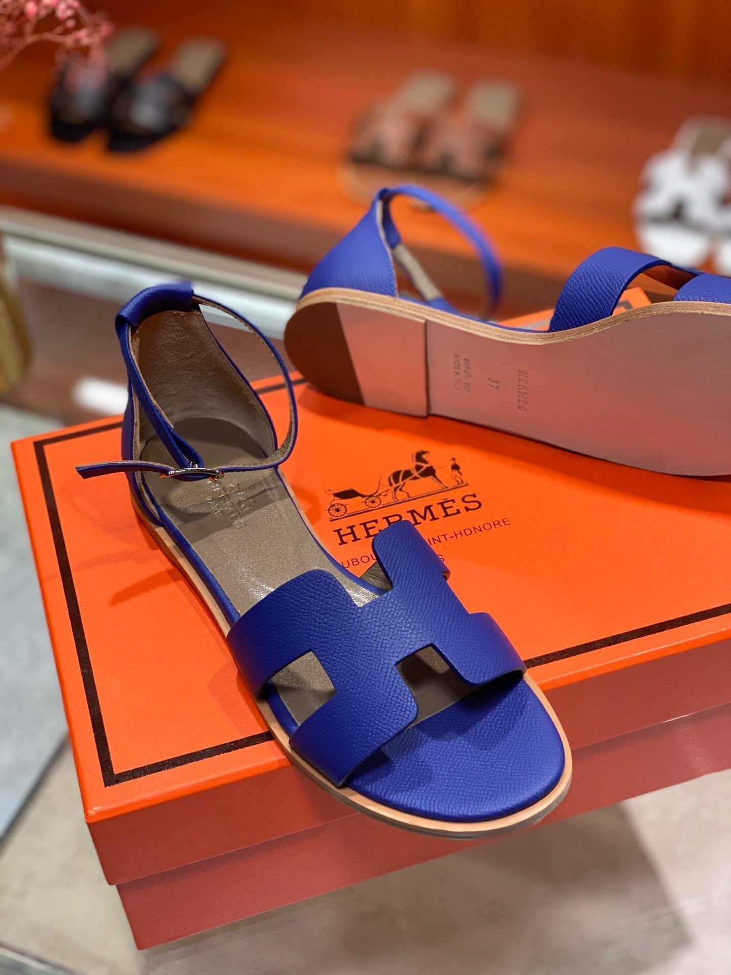 SANTORINI SANDAL AZURE CALFSKIN - 34