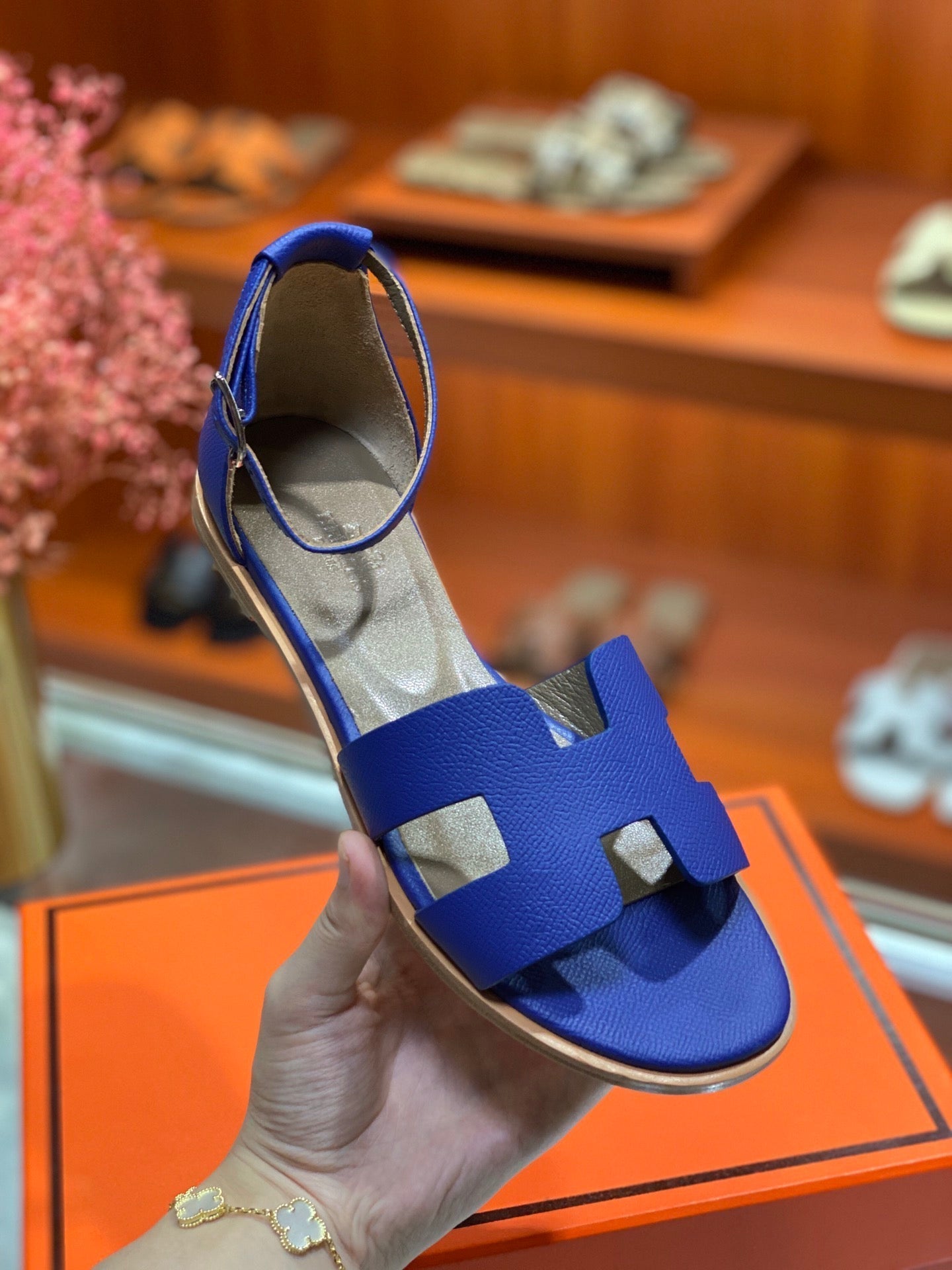 SANTORINI SANDAL AZURE CALFSKIN - 34