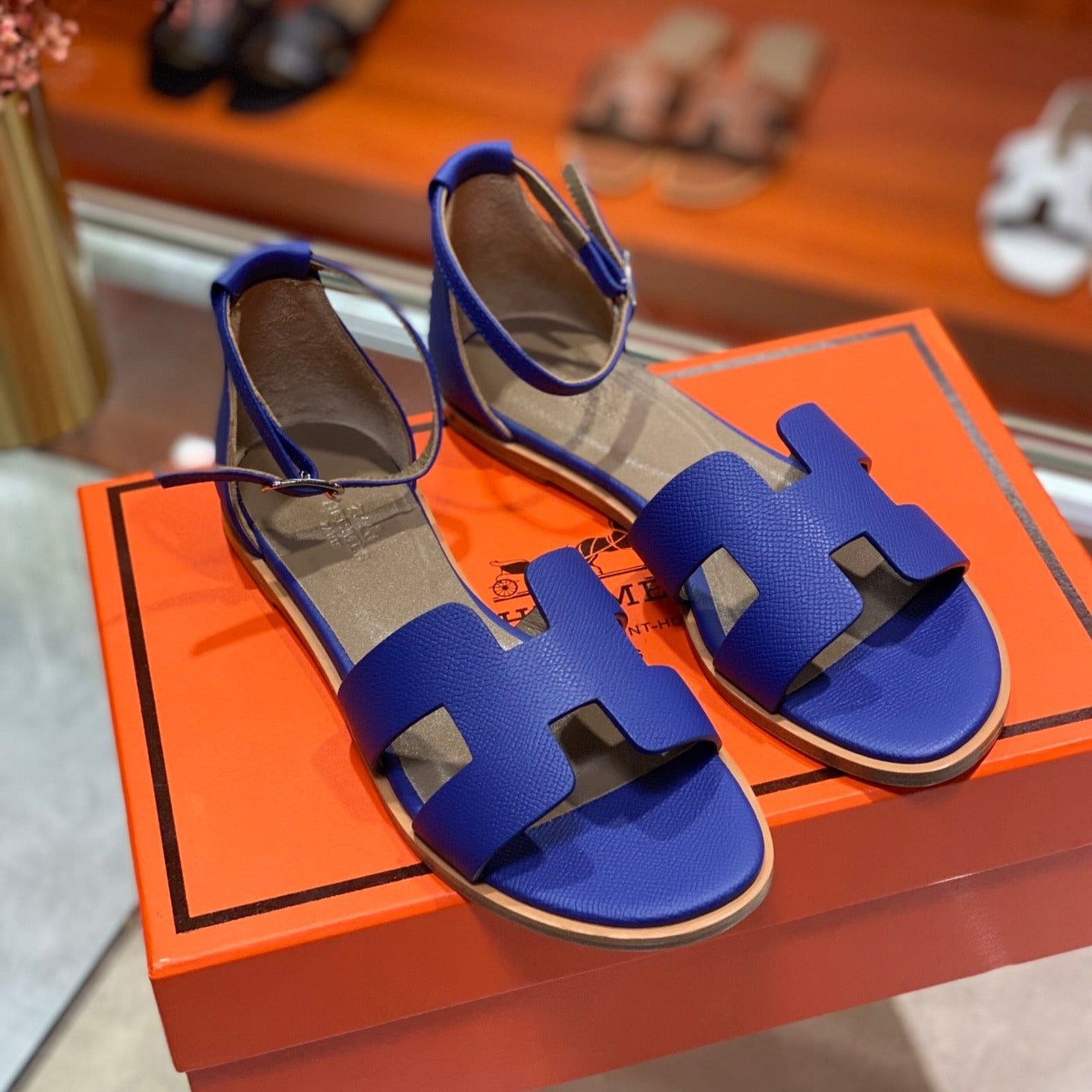 SANTORINI SANDAL AZURE CALFSKIN - 34
