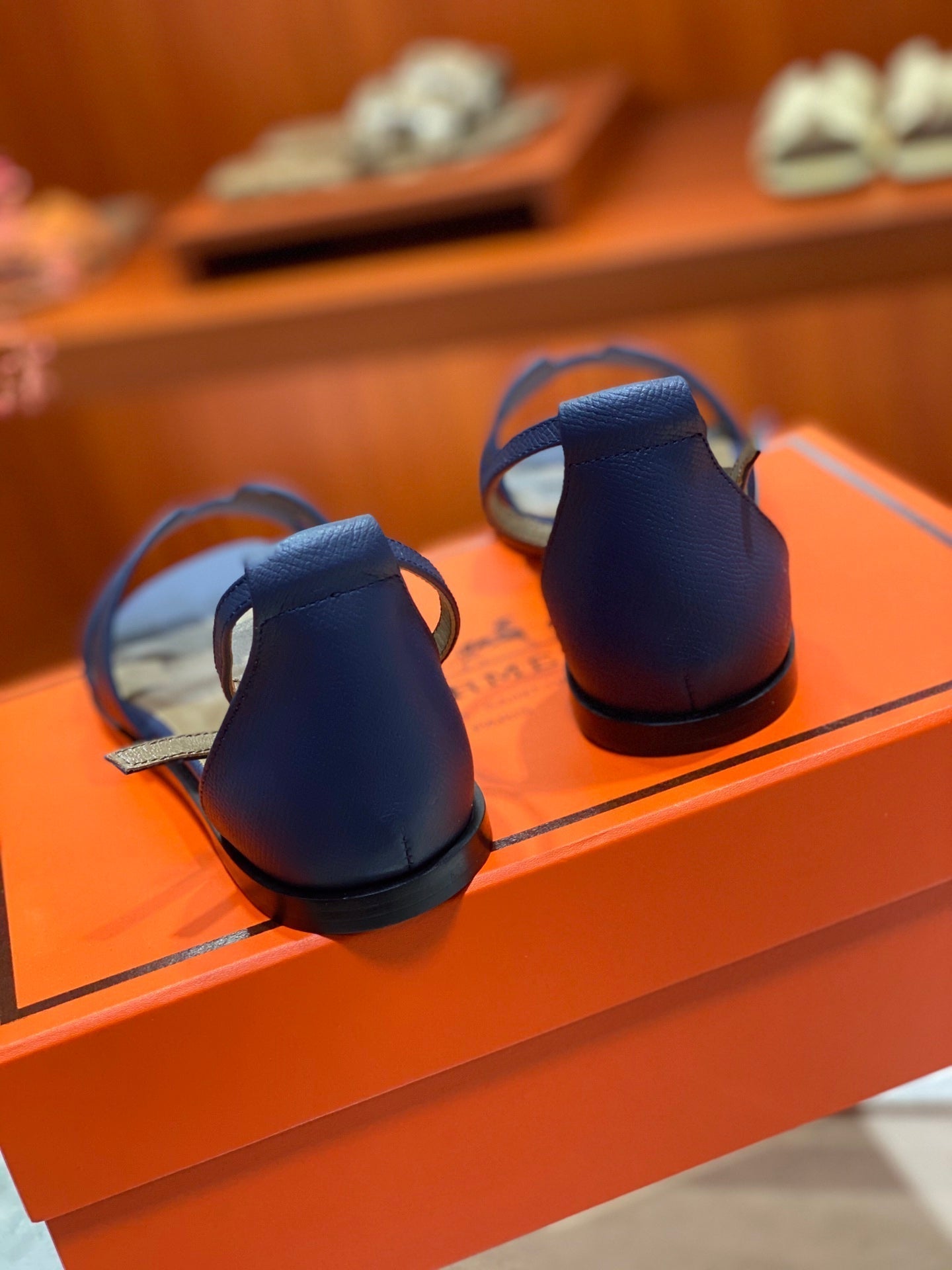 SANTORINI SANDAL NAVY CALFSKIN - 34