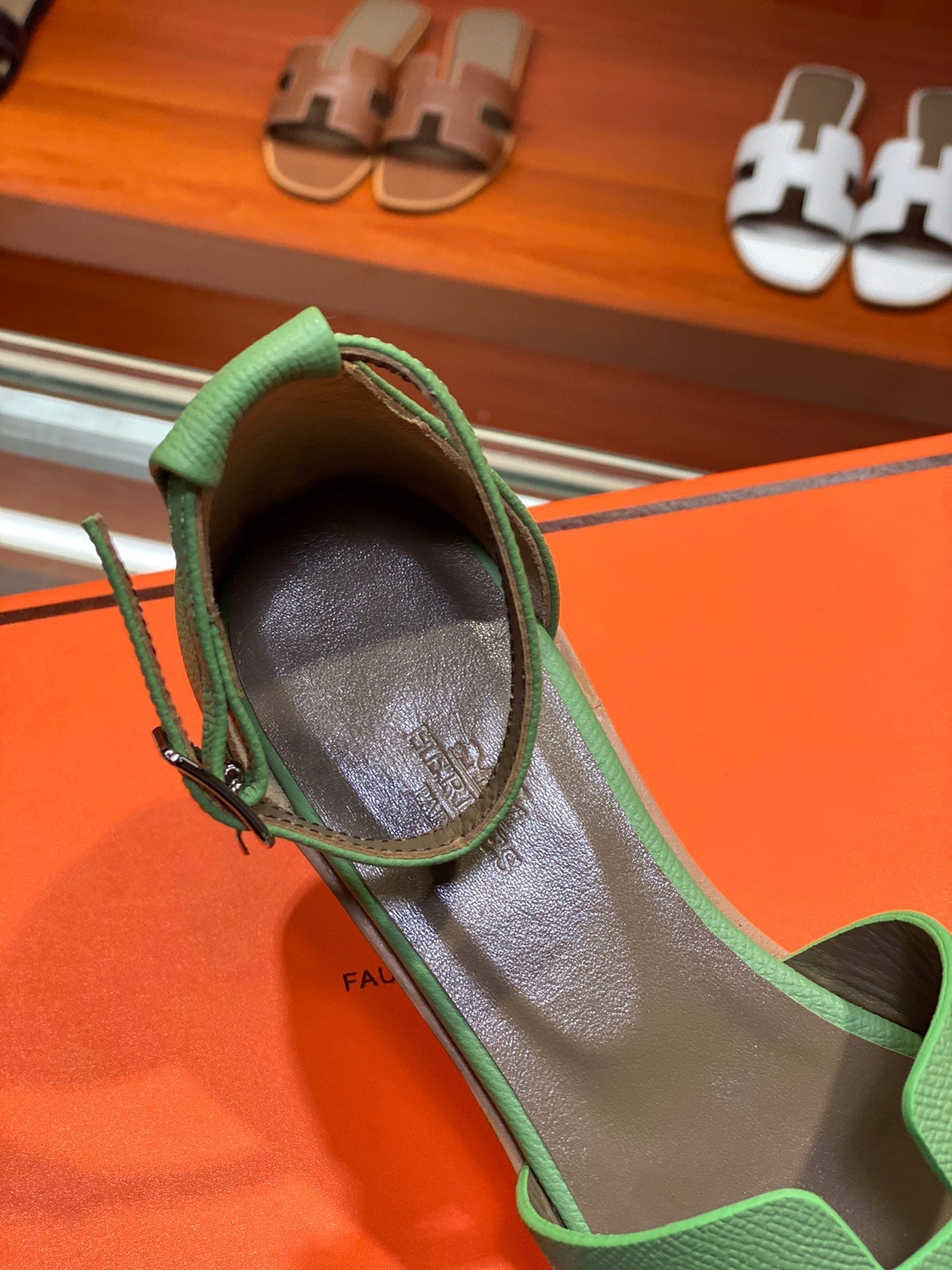 SANTORINI SANDAL COOL GREEN CALFSKIN - 34