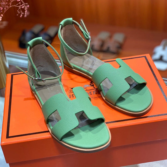 SANTORINI SANDAL COOL GREEN CALFSKIN - 34
