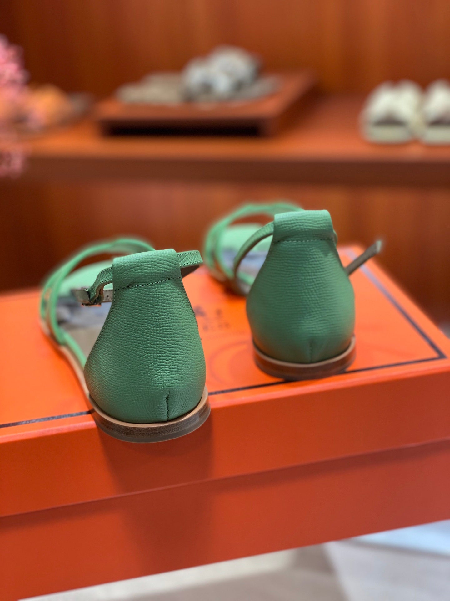 SANTORINI SANDAL COOL GREEN CALFSKIN - 34