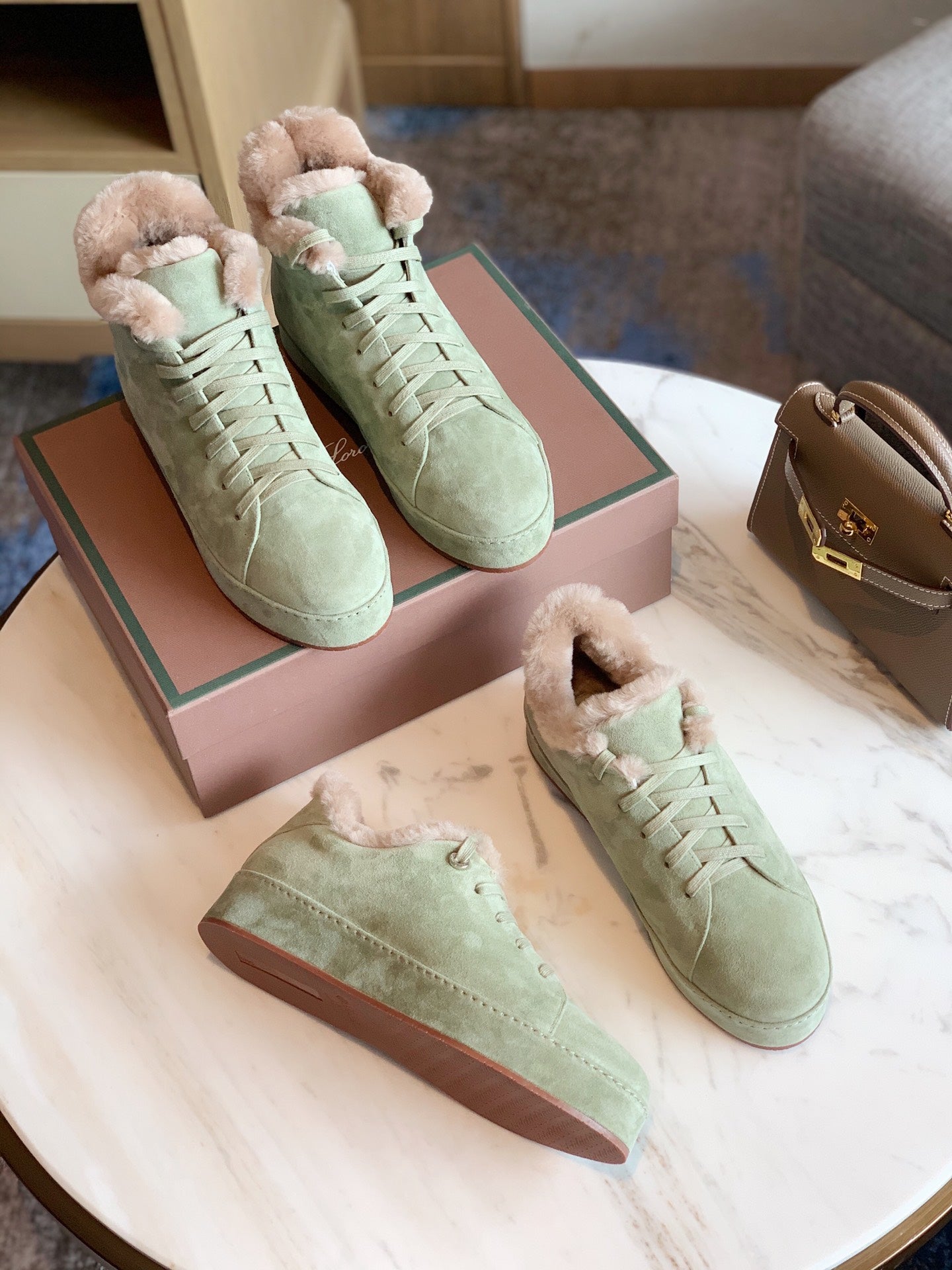 LP WINTER NUAGES HIGH SNEAKERS MINT LAMBSKIN - 35