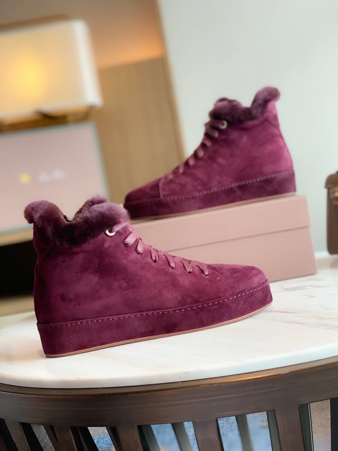 LP WINTER NUAGES HIGH SNEAKERS MULBERRY LAMBSKIN - 35