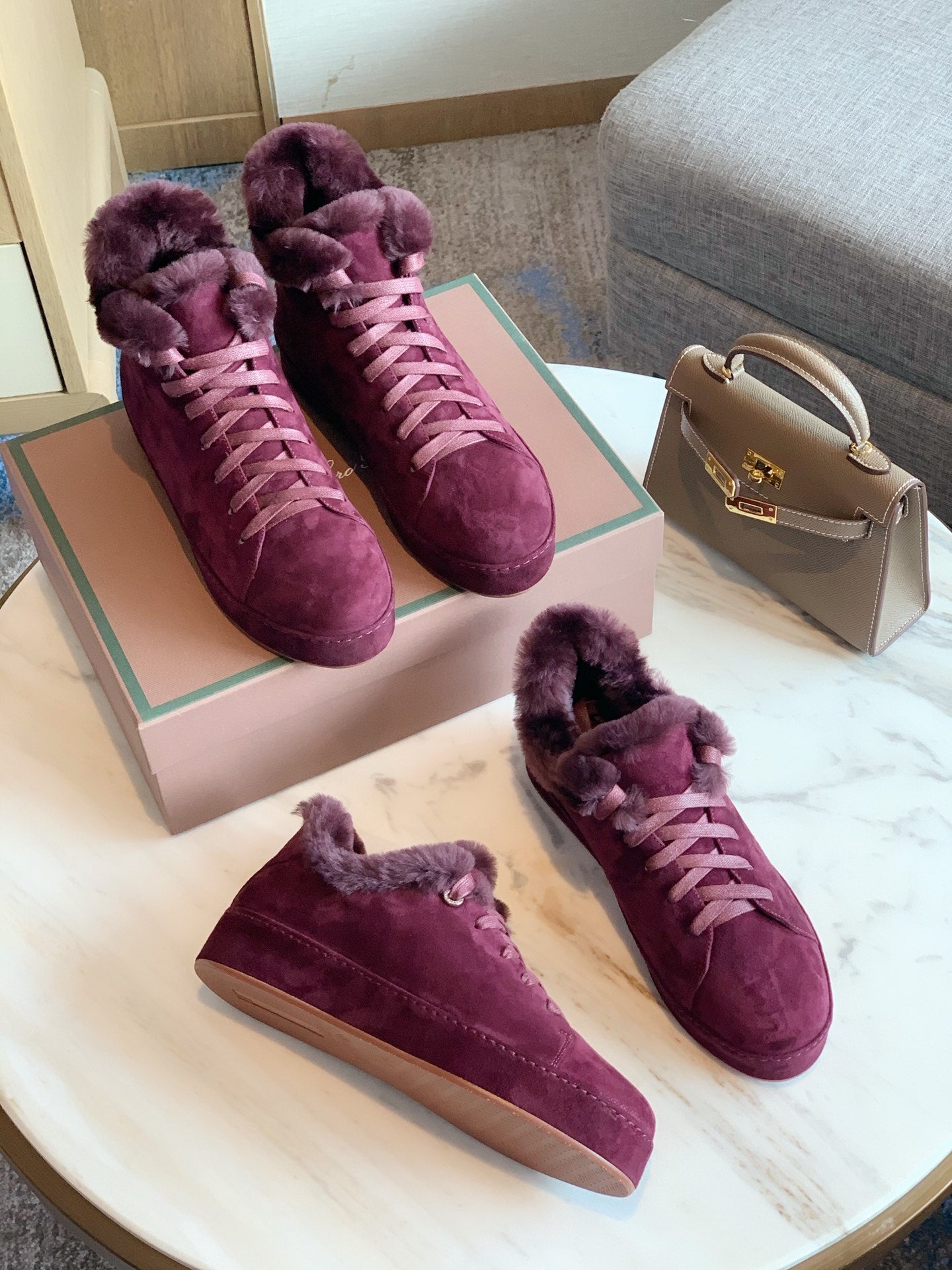 LP WINTER NUAGES HIGH SNEAKERS MULBERRY LAMBSKIN - 35