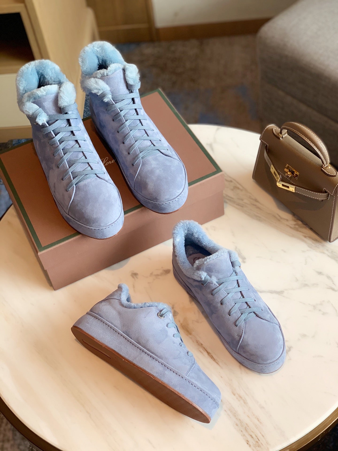 LP WINTER NUAGES HIGH SNEAKERS SAPPHIRE LAMBSKIN - 35