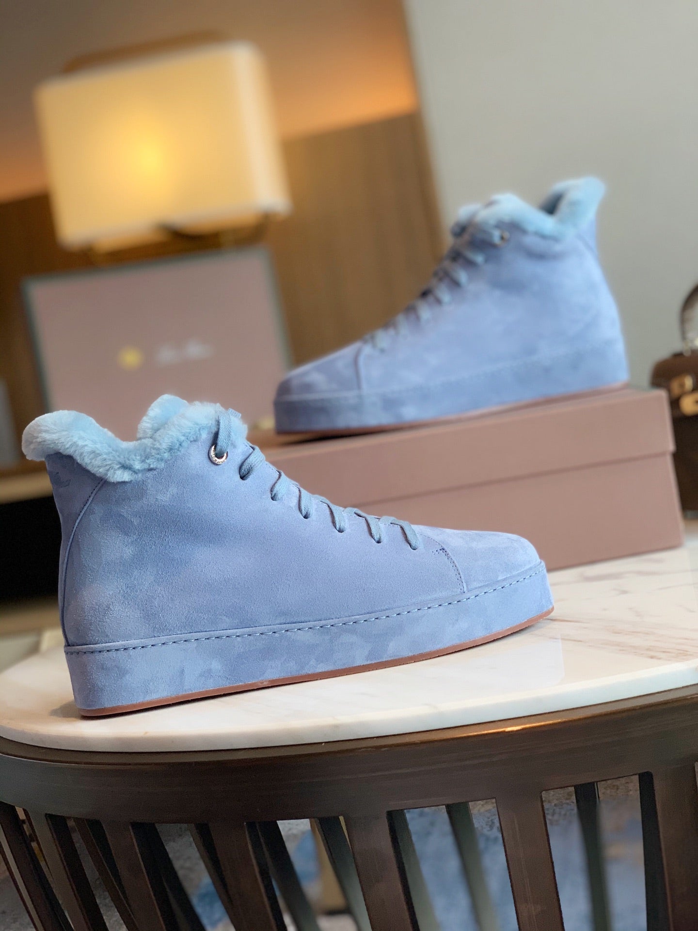 LP WINTER NUAGES HIGH SNEAKERS SAPPHIRE LAMBSKIN - 35