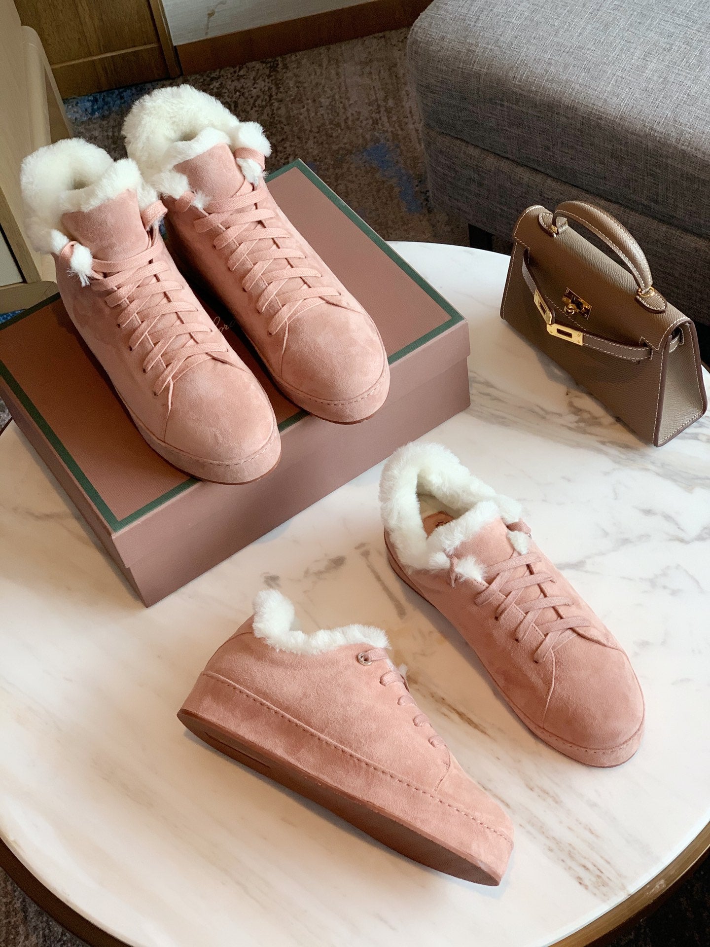 LP WINTER NUAGES SNEAKERS LIGHT PINK LAMBSKIN - 35