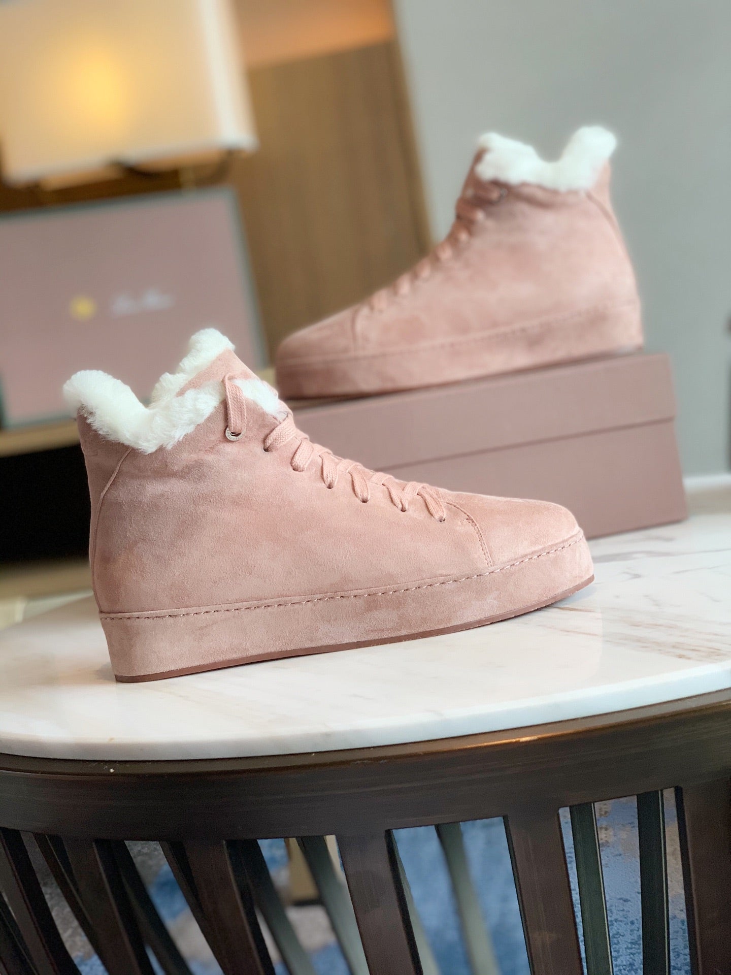 LP WINTER NUAGES HIGH SNEAKERS LIGHT PINK LAMBSKIN - 35