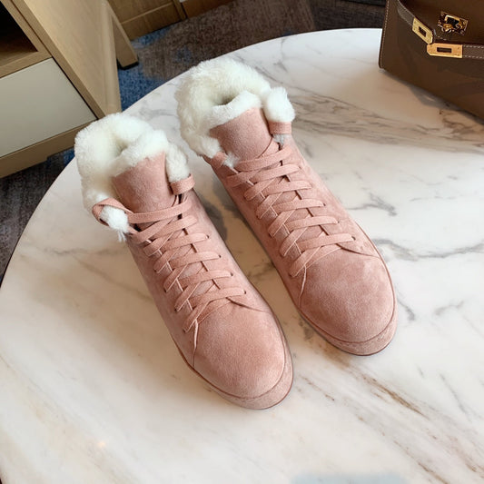 LP WINTER NUAGES HIGH SNEAKERS LIGHT PINK LAMBSKIN - 35