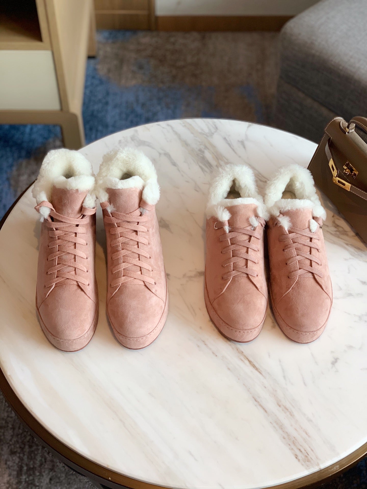 LP WINTER NUAGES HIGH SNEAKERS LIGHT PINK LAMBSKIN - 35