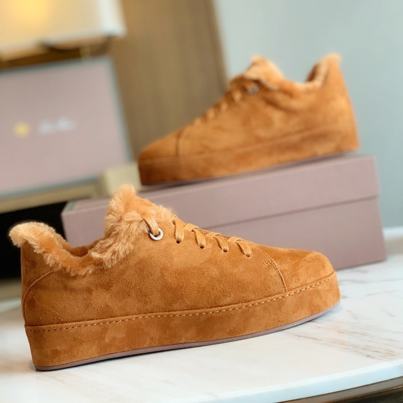 LP WINTER NUAGES SNEAKERS CARAMEL LAMBSKIN - 35