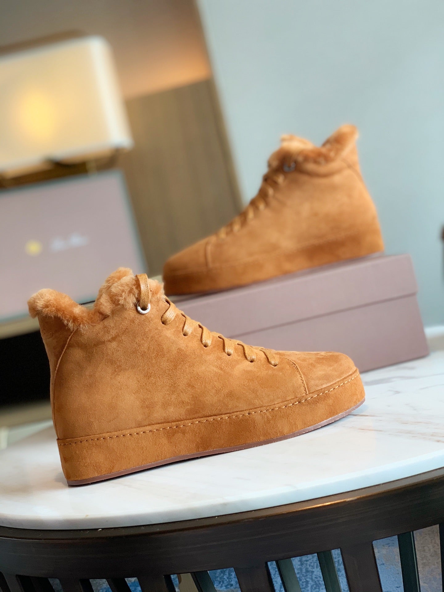 LP WINTER NUAGES HIGH SNEAKERS CARAMEL LAMBSKIN - 35