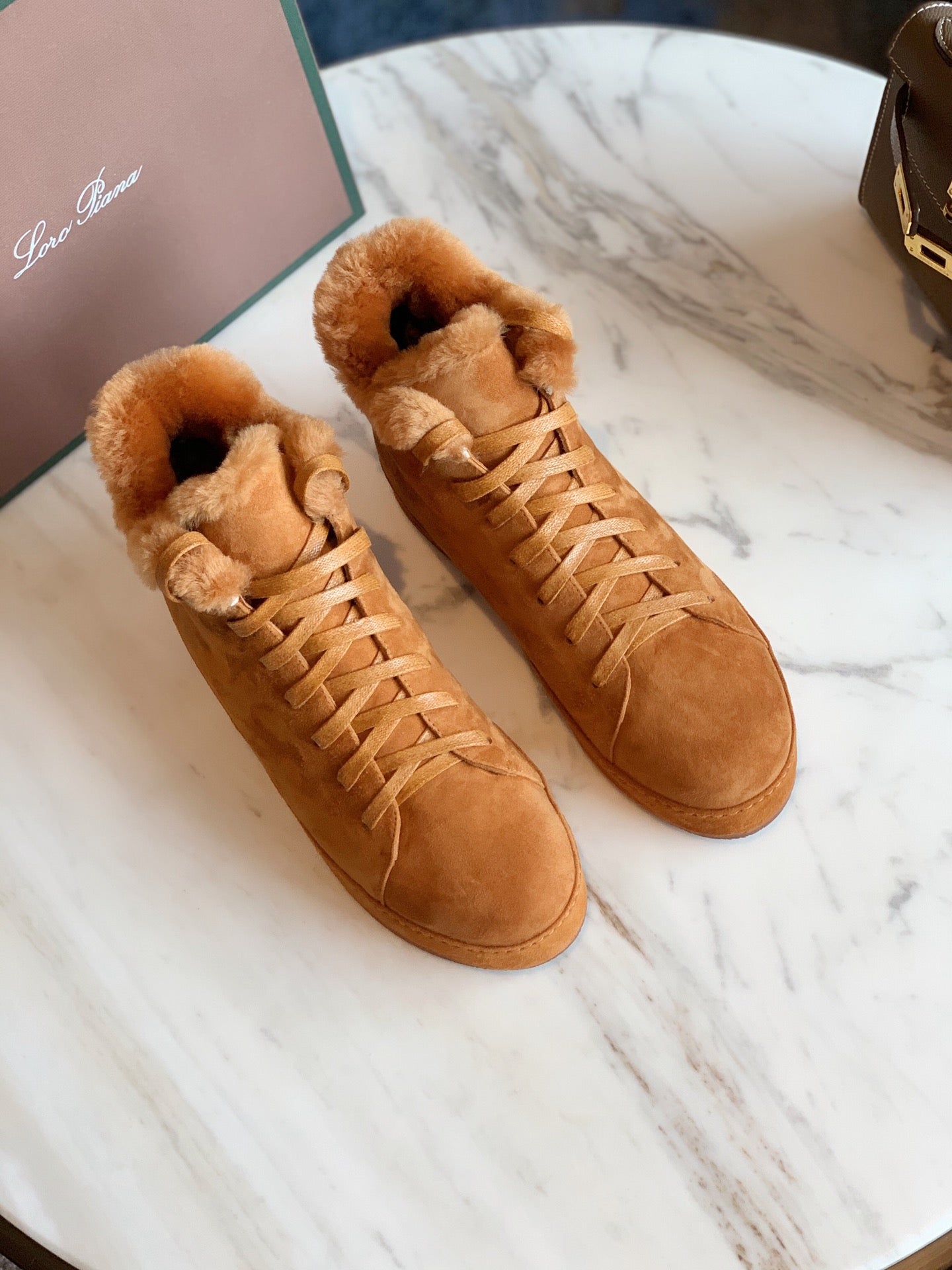 LP WINTER NUAGES HIGH SNEAKERS CARAMEL LAMBSKIN - 35