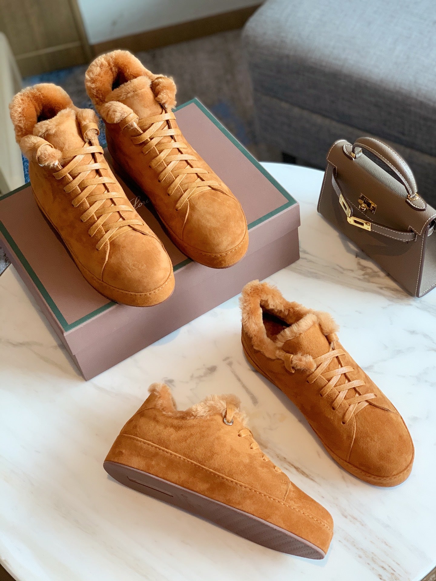 LP WINTER NUAGES SNEAKERS CARAMEL LAMBSKIN - 35