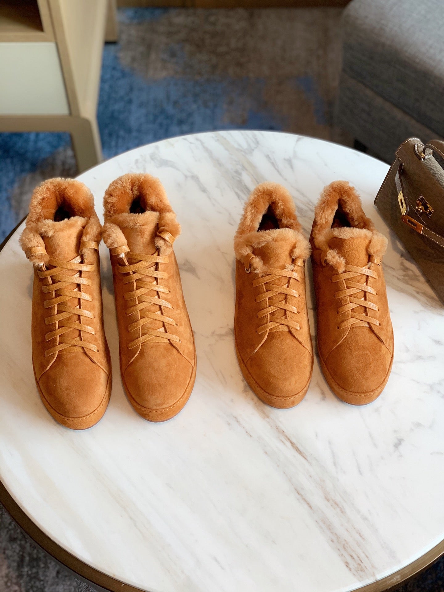 LP WINTER NUAGES HIGH SNEAKERS CARAMEL LAMBSKIN - 35