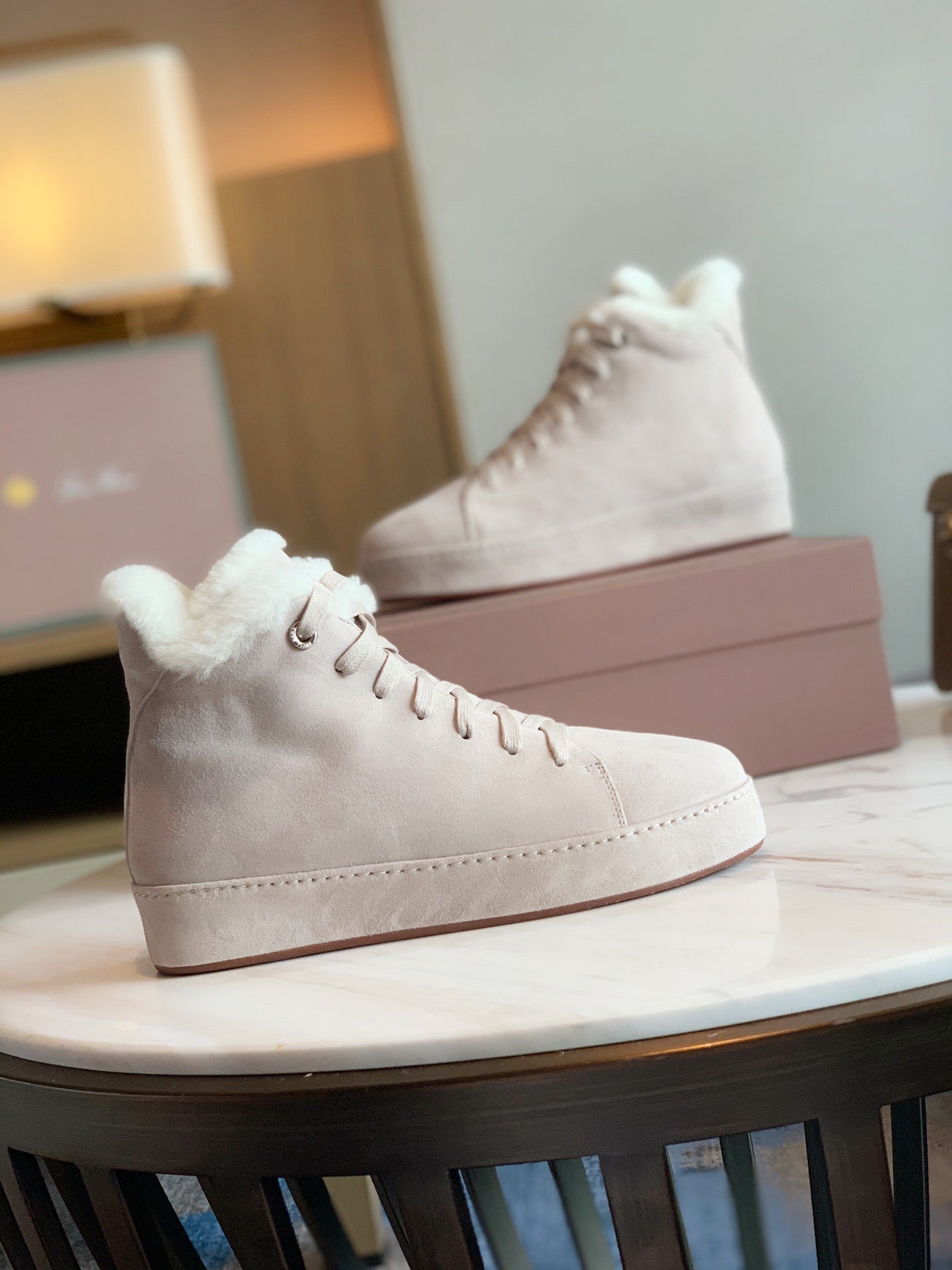 LP WINTER NUAGES HIGH SNEAKERS CREAMY WHITE LAMBSKIN - 35
