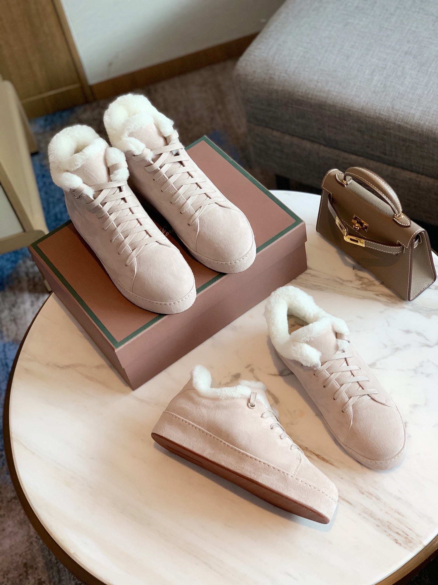 LP WINTER NUAGES HIGH SNEAKERS CREAMY WHITE LAMBSKIN - 35