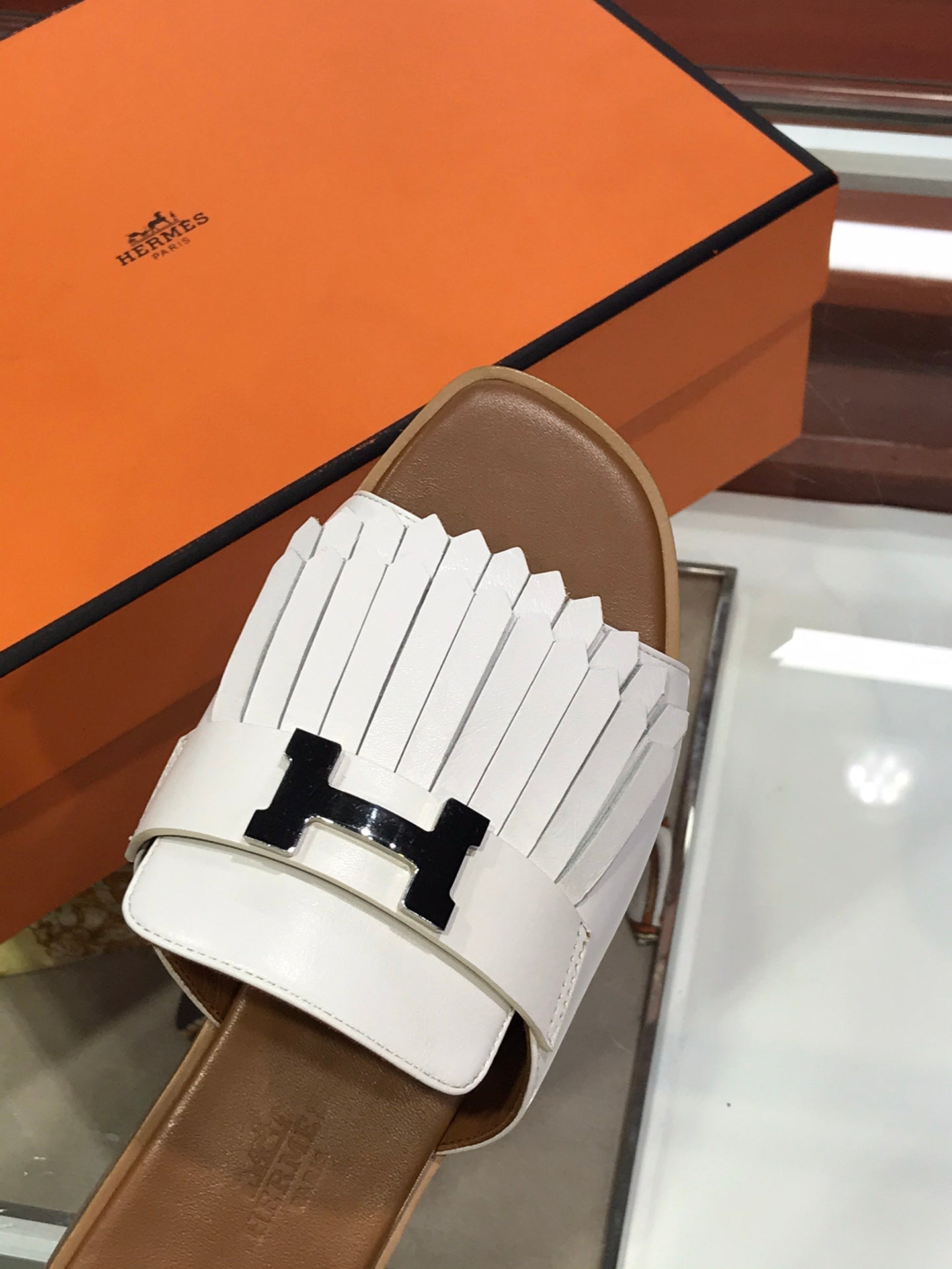 ROYAL SANDAL CARAMEL MIX WHITE LAMBSKIN - 35