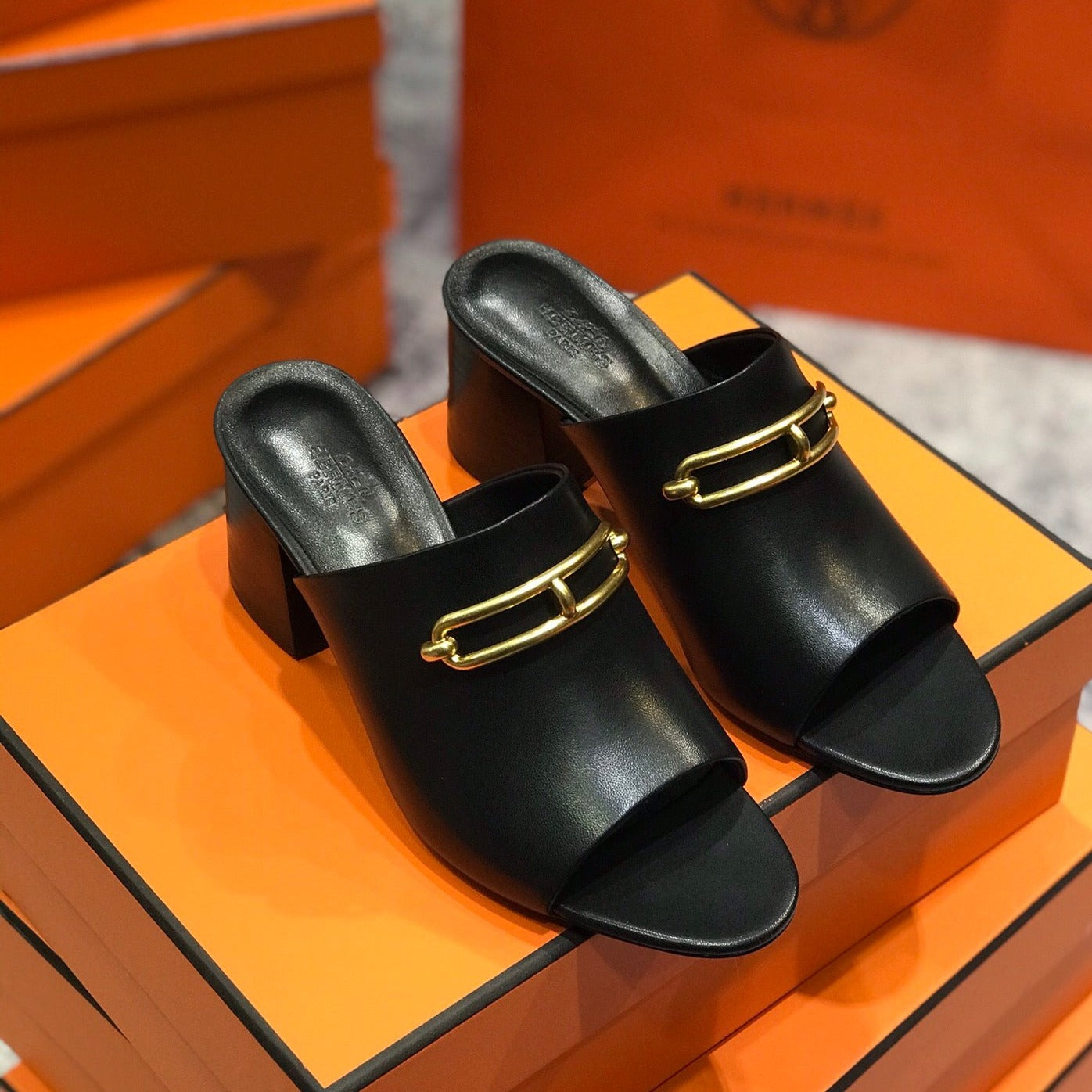 CAMILLA MULE 65 BLACK CALFSKIN - 34