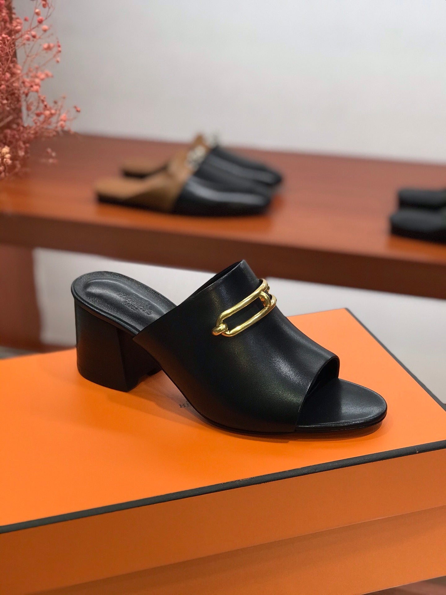 CAMILLA MULE 65 BLACK CALFSKIN - 34