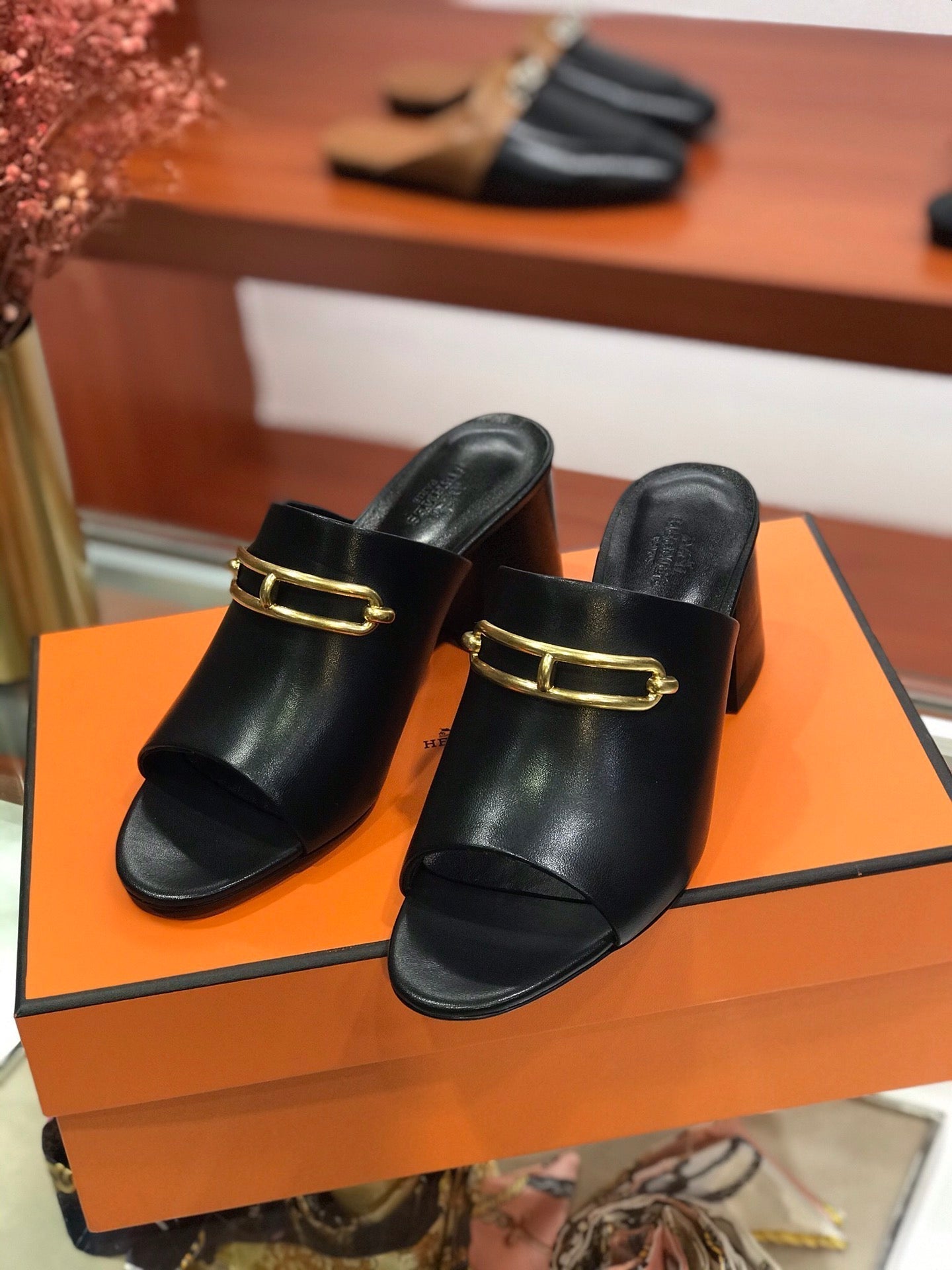 CAMILLA MULE 65 BLACK CALFSKIN - 34