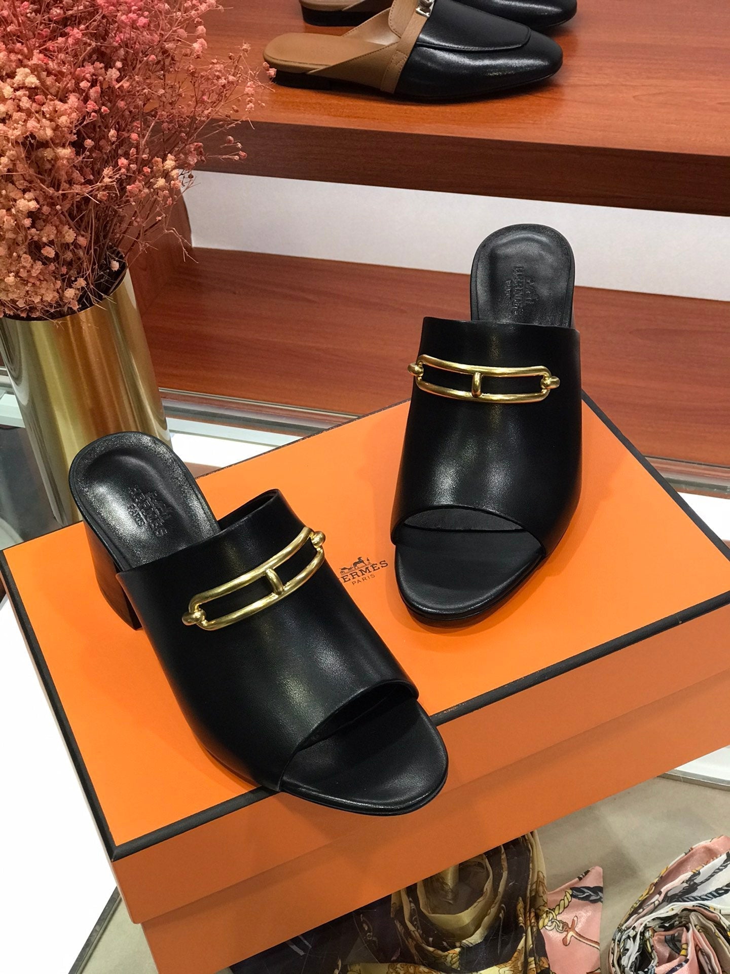 CAMILLA MULE 65 BLACK CALFSKIN - 34