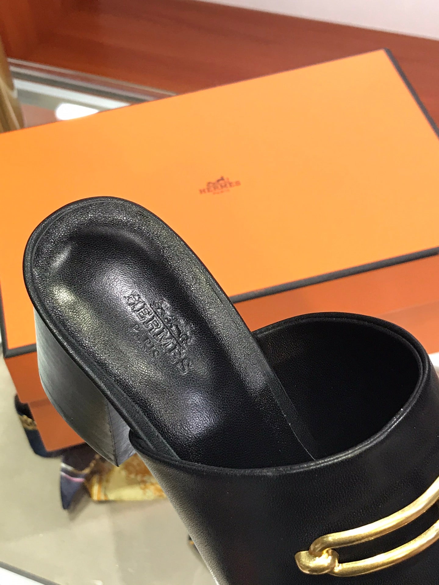 CAMILLA MULE 65 BLACK CALFSKIN - 34