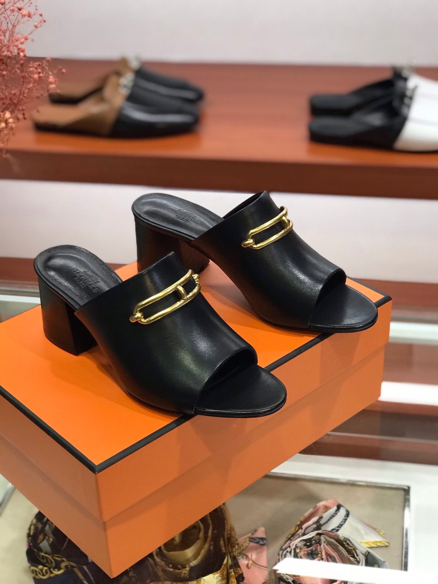 CAMILLA MULE 65 BLACK CALFSKIN - 34