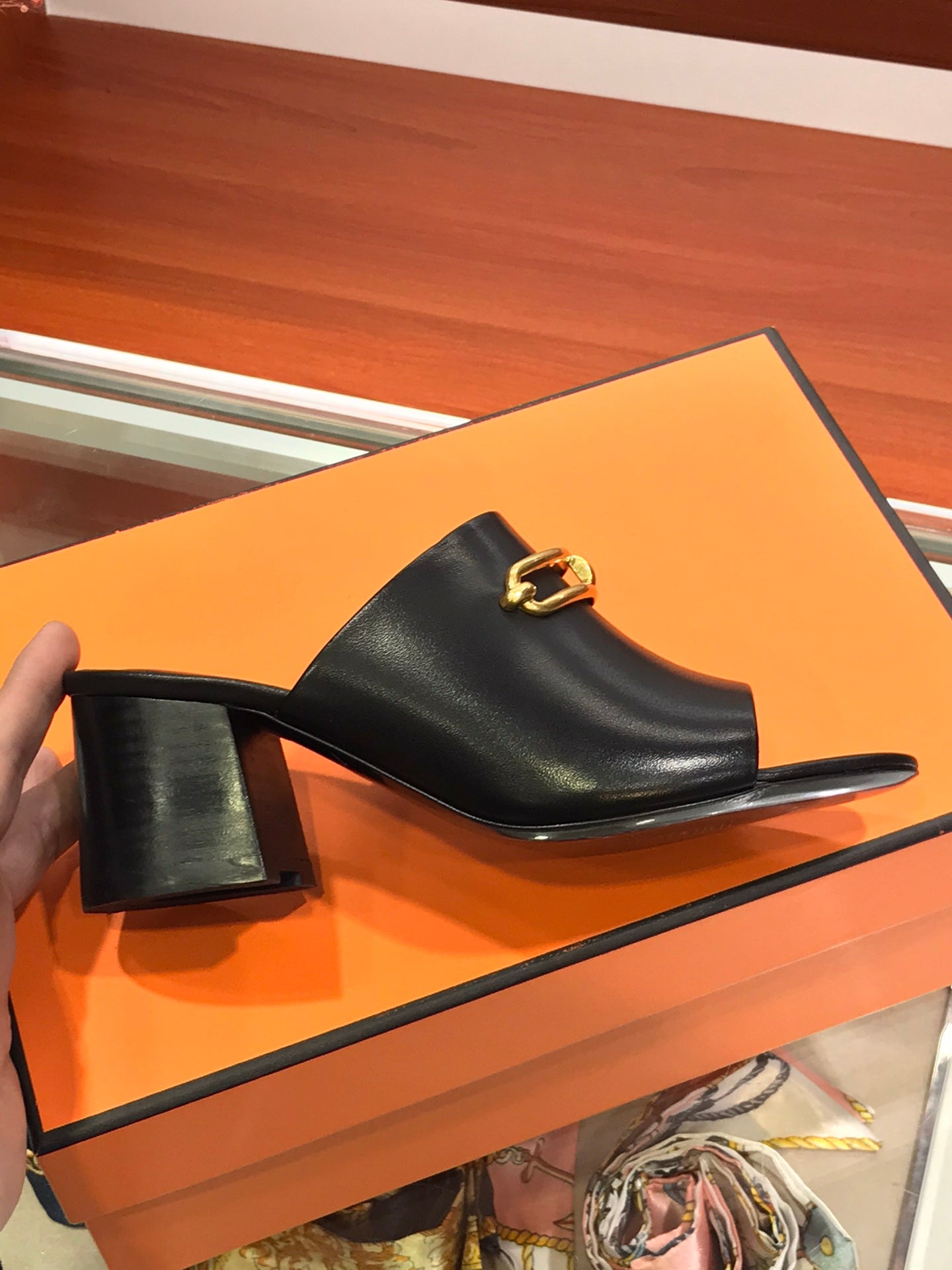 CAMILLA MULE 65 BLACK CALFSKIN - 34