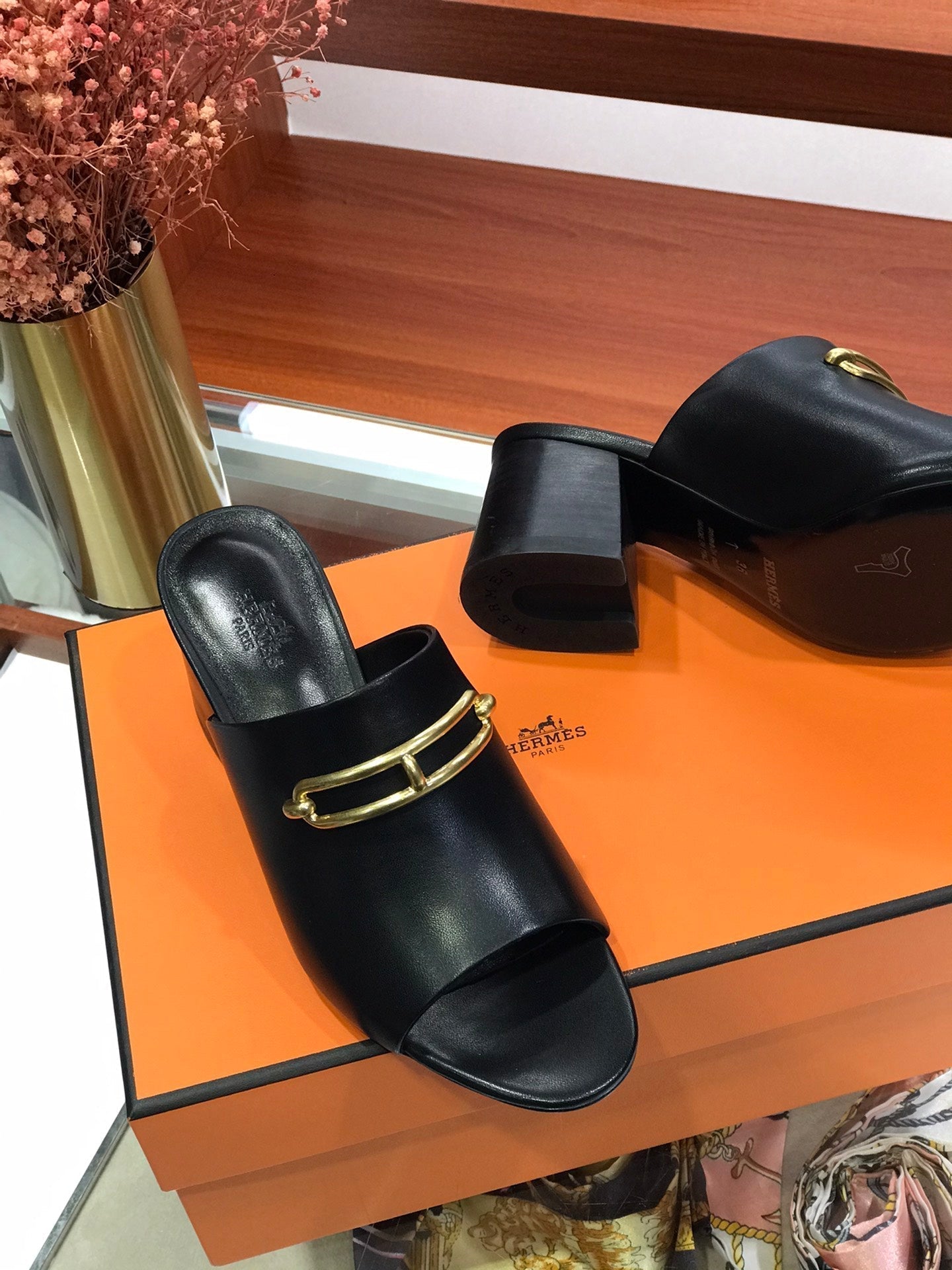 CAMILLA MULE 65 BLACK CALFSKIN - 34