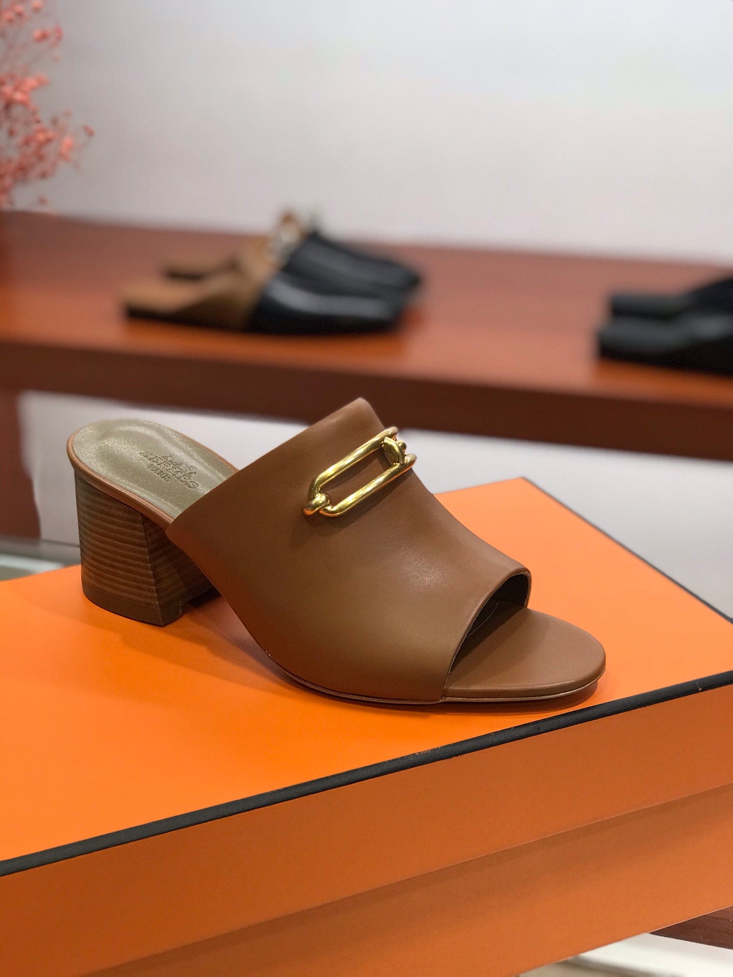 CAMILLA MULE 65 CARAMEL CALFSKIN - 34