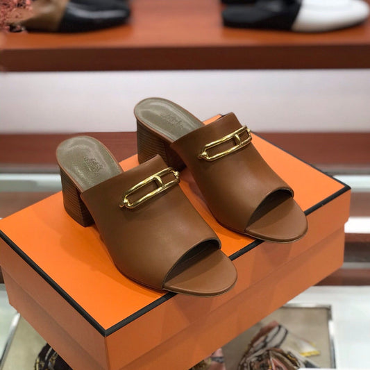 CAMILLA MULE 65 CARAMEL CALFSKIN - 34