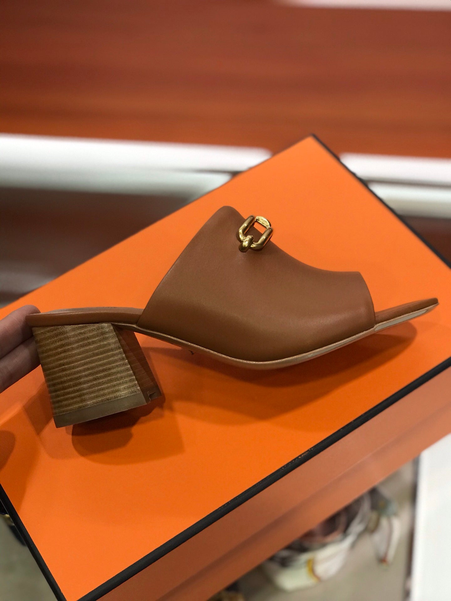 CAMILLA MULE 65 CARAMEL CALFSKIN - 34