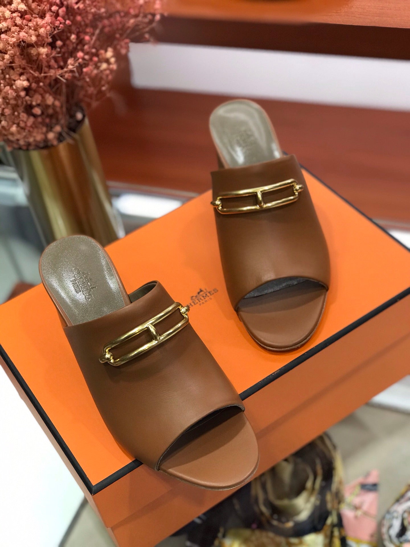 CAMILLA MULE 65 CARAMEL CALFSKIN - 34