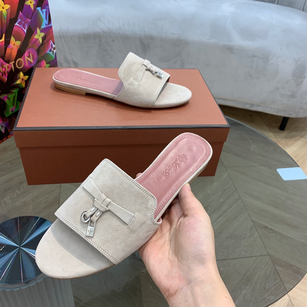 LP SUMMER CHARMS SANDALS LIGHT GRAY AND PINK SUEDE - 35