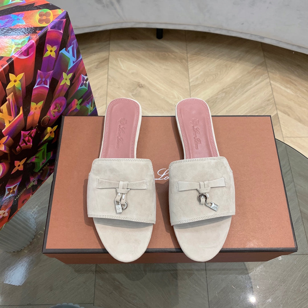 LP SUMMER CHARMS SANDALS LIGHT GRAY AND PINK SUEDE - 35