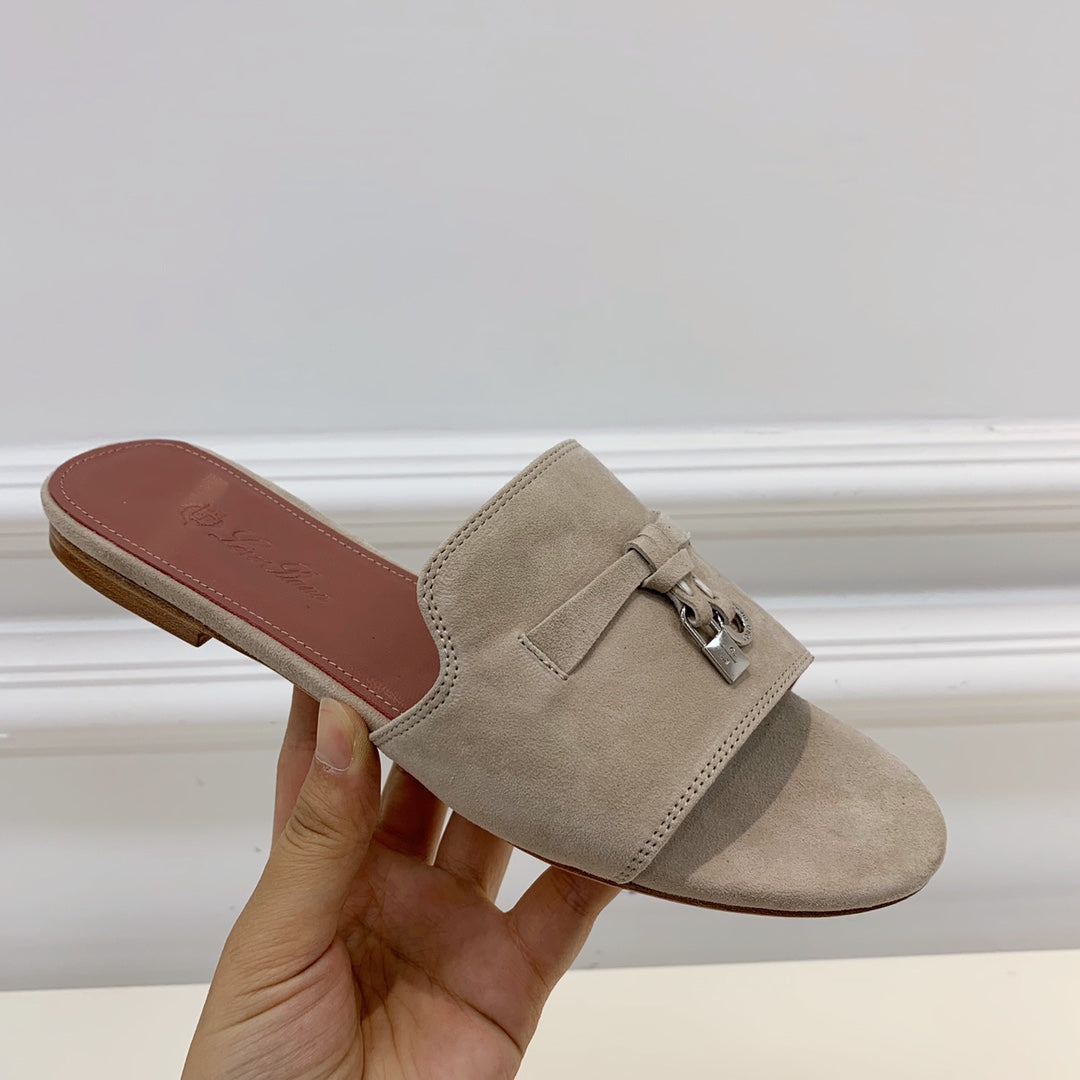 LP SUMMER CHARMS SANDALS LIGHT GRAY AND PINK SUEDE - 35