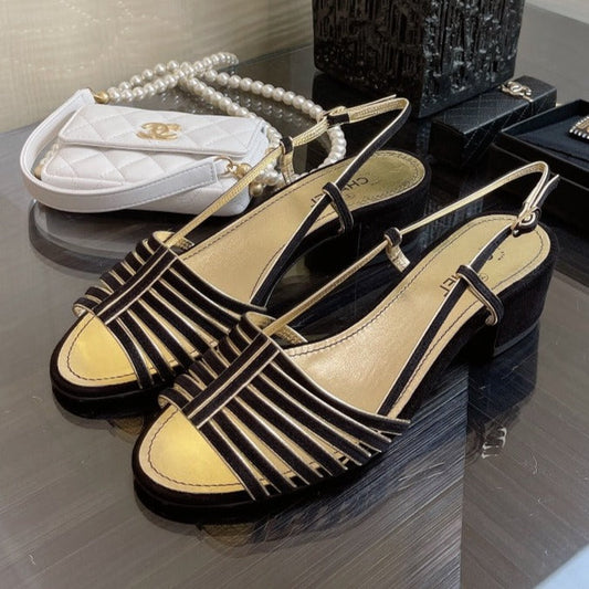 SLINGBACKS SANDAL IN BLACK SUEDE - 35