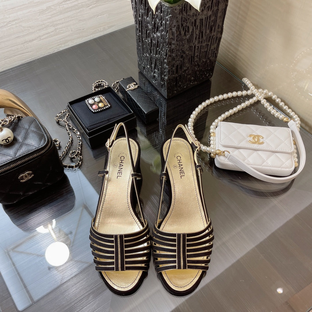 SLINGBACKS SANDAL IN BLACK SUEDE - 35