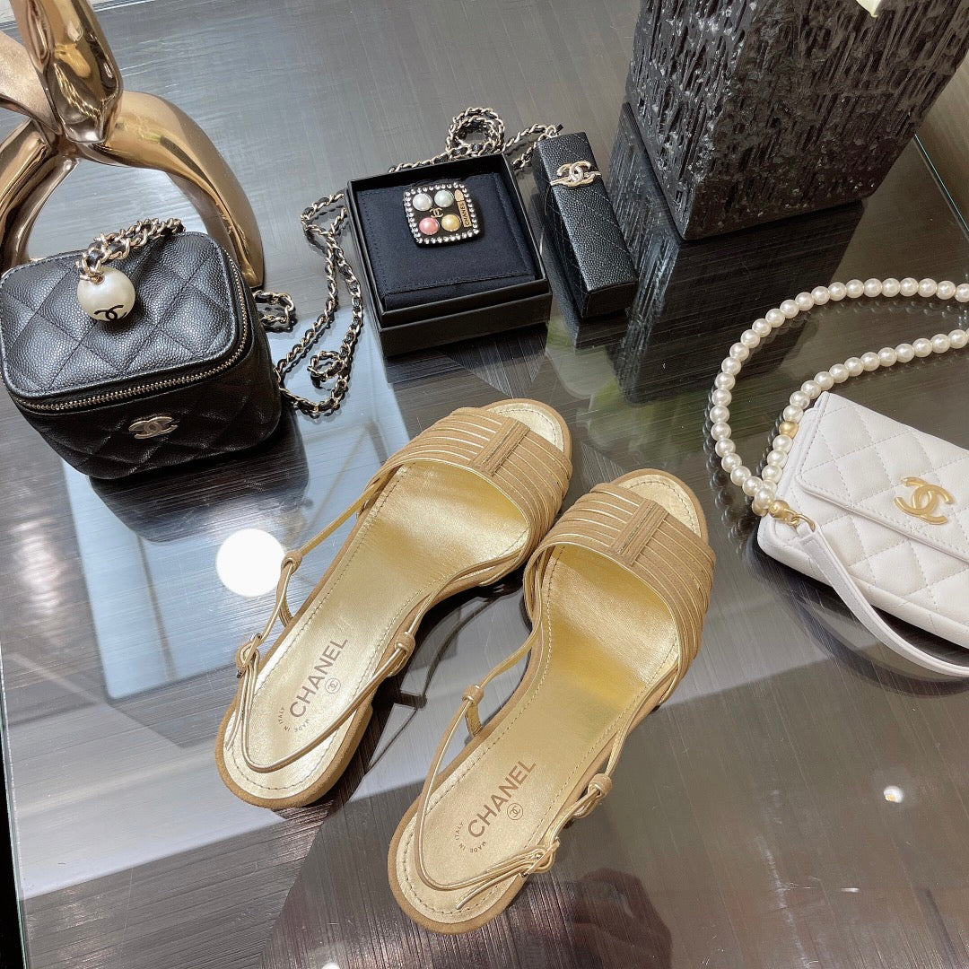 SLINGBACKS SANDAL IN CAMEL BEIGE SUEDE - 35