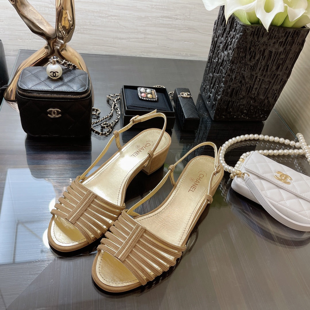 SLINGBACKS SANDAL IN CAMEL BEIGE SUEDE - 35