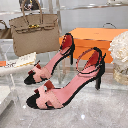 PREMIERE 70 SANDAL IN ROSE PINK MIX BLACK SUEDE - 35