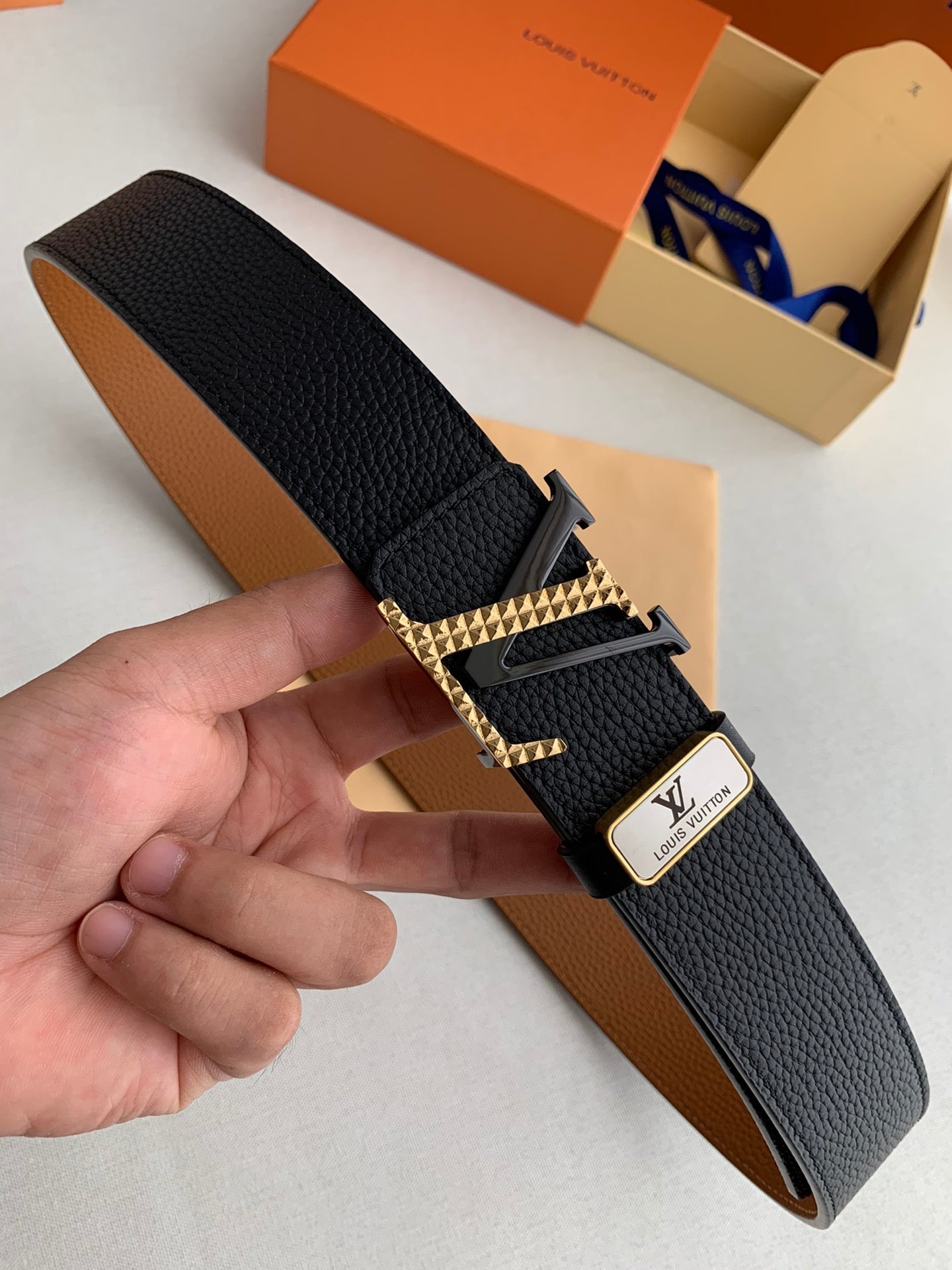 LV 25S BELT 38 MM IN BLACK CALFSKIN 593212 - 26-28