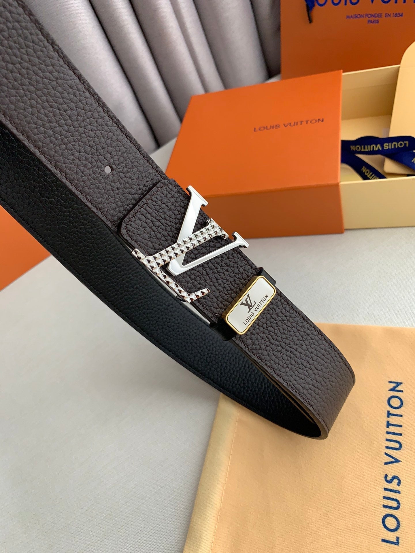 LV 25S BELT 38 MM IN DARK BROWN CALFSKIN 593213 - 26-28