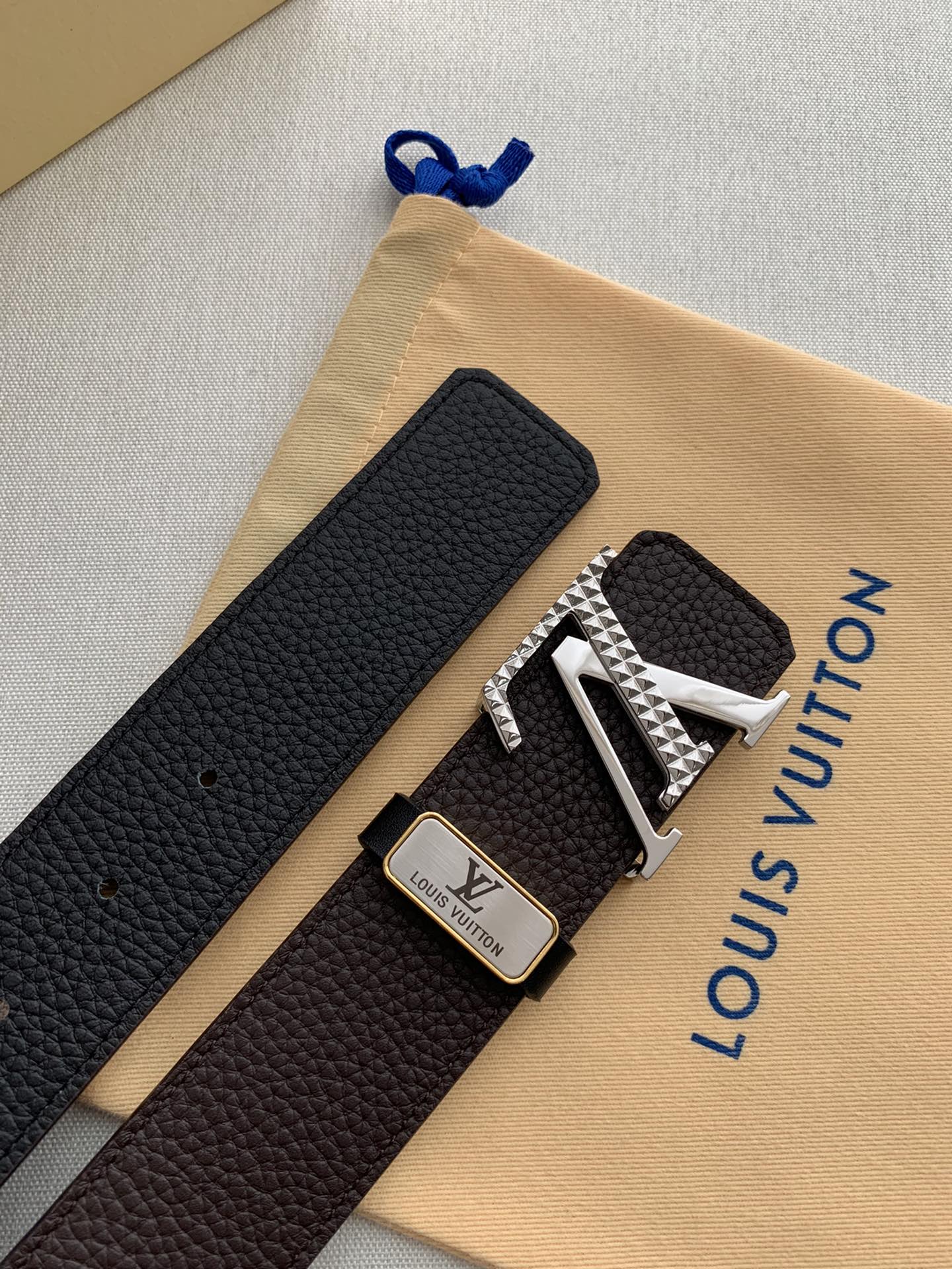LV 25S BELT 38 MM IN DARK BROWN CALFSKIN 593213 - 26-28
