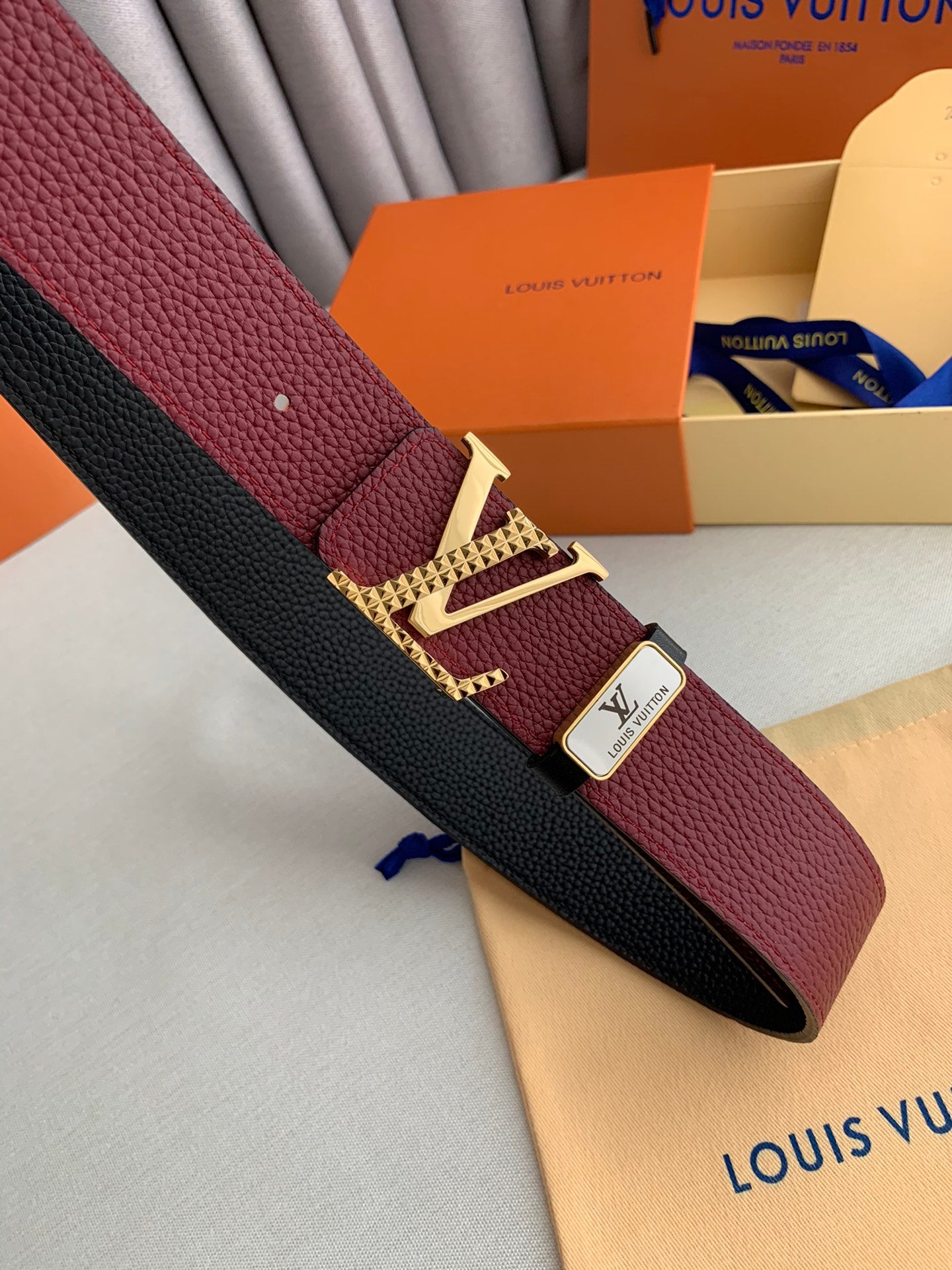 LV 25S BELT 38 MM IN DARK RED CALFSKIN 593214 - 26-28
