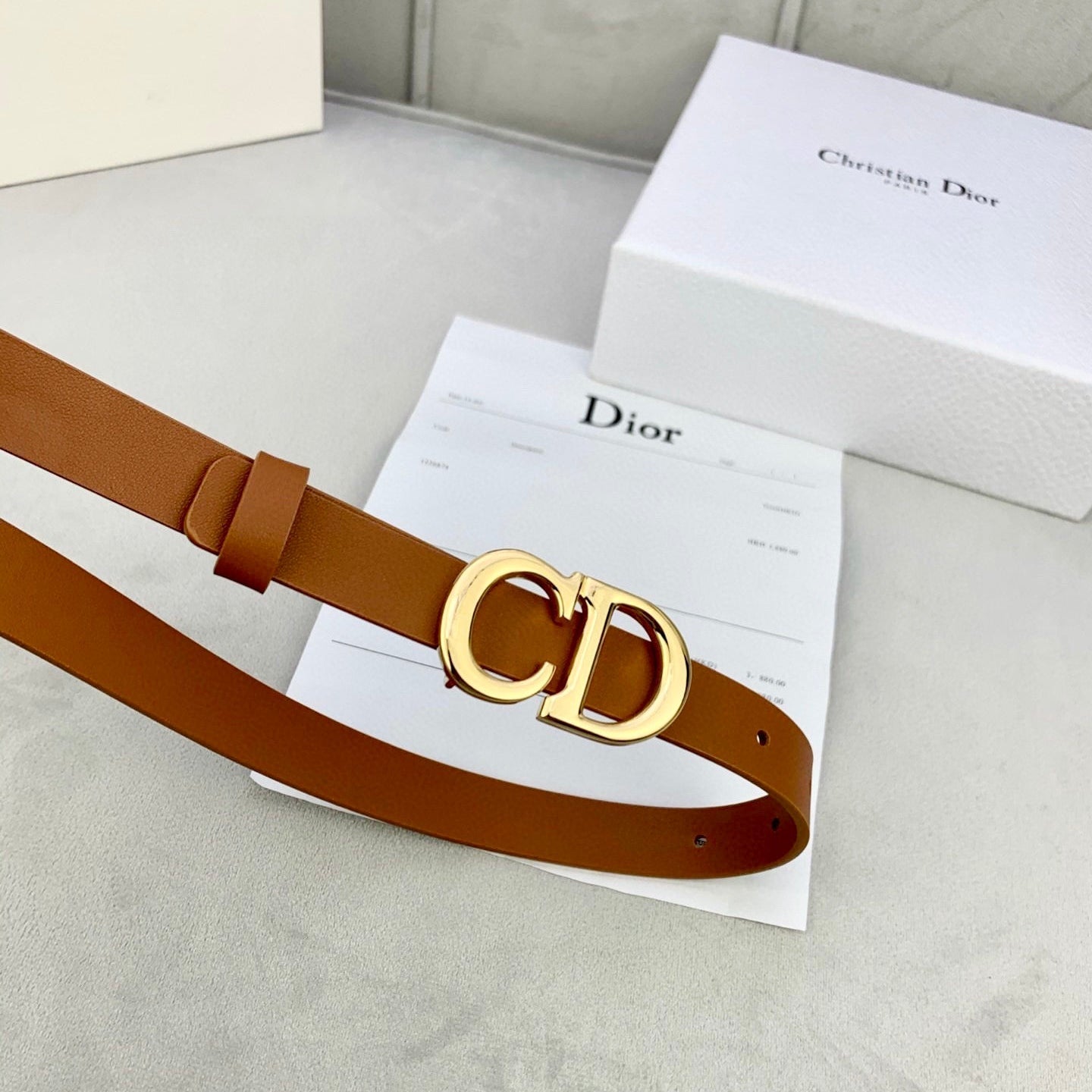 DIOR 25S BELT 20 MM IN BROWN CALFSKIN WITH GOLD HARDWARE 590779 - 30