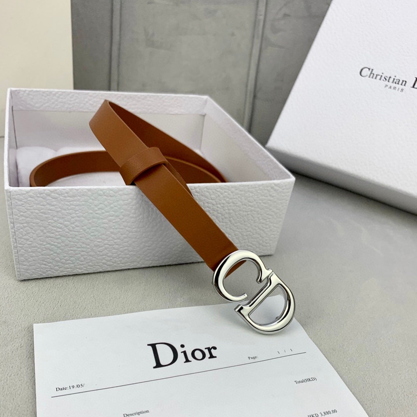 DIOR 25S BELT 20 MM IN BROWN CALFSKIN WITH SILVER HARDWARE 590779 - 30